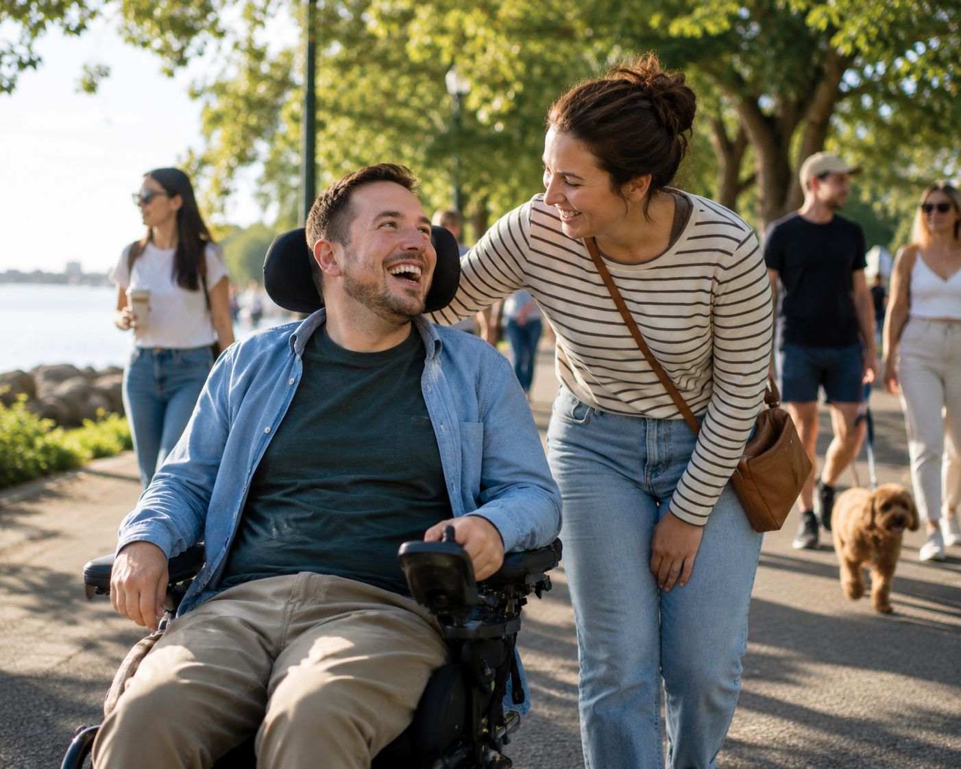 A Heart Link Supports worker sharing a warm moment with a participant